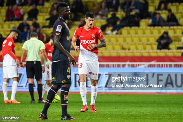 Pietro Pellegri of Monaco during the Ligue 1 match between AS Monaco and Dijon FCO at Stade Louis II on February 16, 2018 in Monaco, .