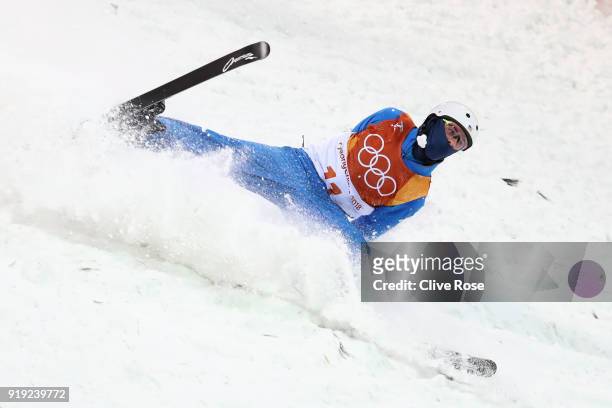 Mac Bohonnon of the United States crashes during the Freestyle Skiing Men's Aerials Qualification on day eight of the PyeongChang 2018 Winter Olympic...