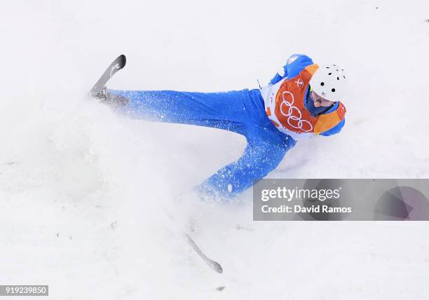 Mac Bohonnon of the United States crashes during the Freestyle Skiing Men's Aerials Qualification on day eight of the PyeongChang 2018 Winter Olympic...