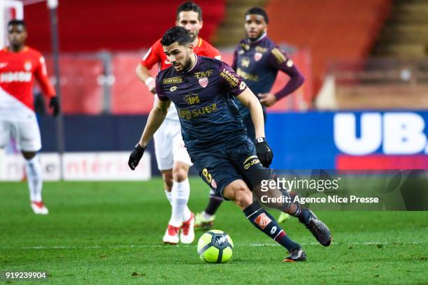 Mehdi Abeid of Dijon during the Ligue 1 match between AS Monaco and Dijon FCO at Stade Louis II on February 16, 2018 in Monaco, .