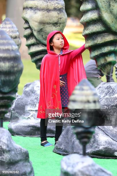 Young girl poses for a portrait during White Night on February 17, 2018 in Melbourne, Australia.Ê