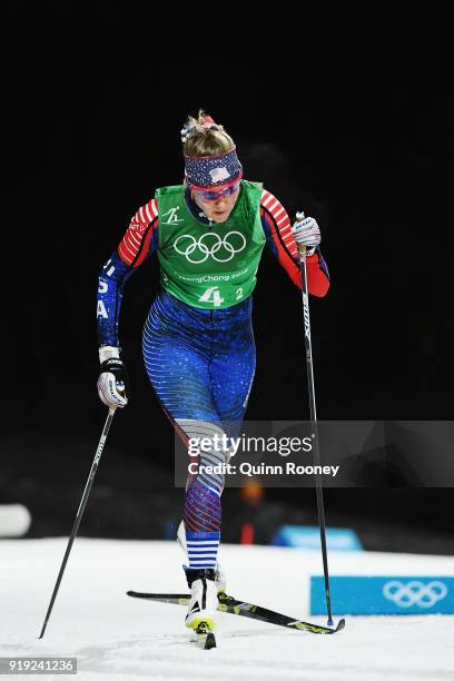 Sadie Bjornsen of the United States competes during the Ladies' 4x5km Relay on day eight of the PyeongChang 2018 Winter Olympic Games at Alpensia...