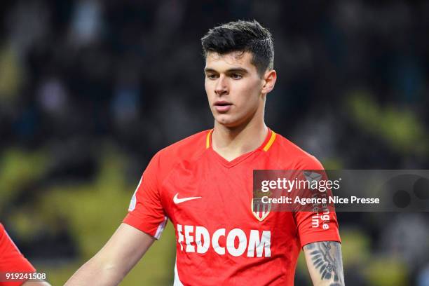 Pietro Pellegri of Monaco during the Ligue 1 match between AS Monaco and Dijon FCO at Stade Louis II on February 16, 2018 in Monaco, .