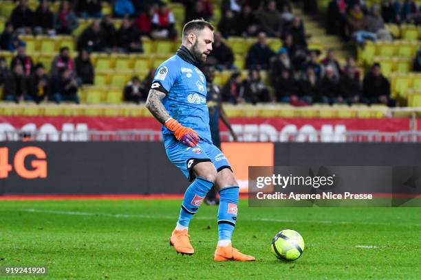 Baptiste Reynet of Dijon during the Ligue 1 match between AS Monaco and Dijon FCO at Stade Louis II on February 16, 2018 in Monaco, .