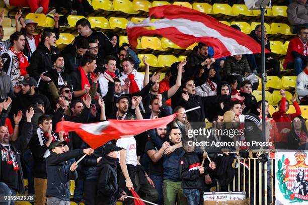 Fans of Monaco during the Ligue 1 match between AS Monaco and Dijon FCO at Stade Louis II on February 16, 2018 in Monaco, .