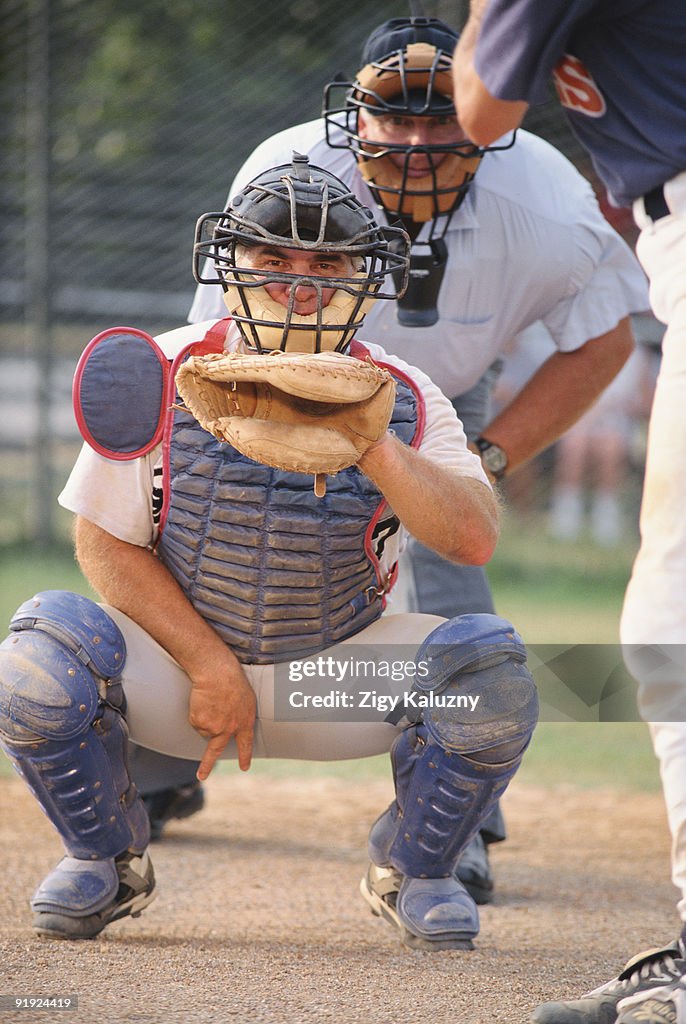 Baseball catcher and umpire