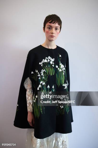 Model poses at the Alice Archer Presentation during London Fashion Week February 2018 on February 17, 2018 in London, England.