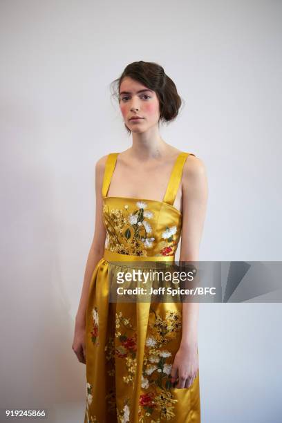 Model poses at the Alice Archer Presentation during London Fashion Week February 2018 on February 17, 2018 in London, England.
