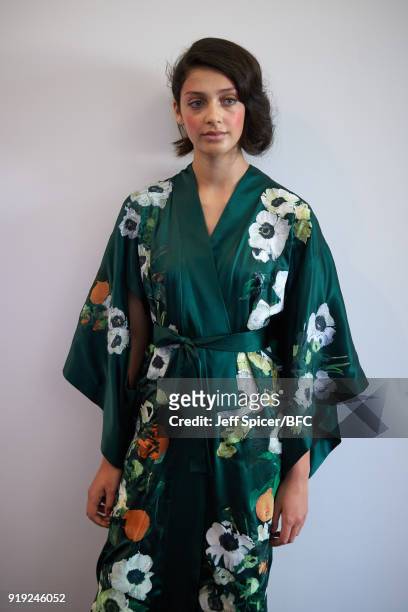 Model poses at the Alice Archer Presentation during London Fashion Week February 2018 on February 17, 2018 in London, England.