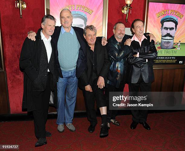 Actors Michael Palin, John Cleese, Terry Jones, Terry Gilliam and Eric Idle attend the IFC & BAFTA Monty Python 40th Anniversary event at the...