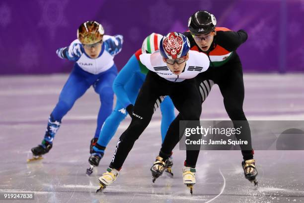 Hyojun Lim of Korea, Shaolin Sandor Liu of Hungary, Yuri Confortola of Italy and Semen Elistratov of Olympic Athlete from Russia compete during the...