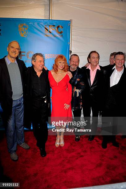 Actors John Cleese, Terry Jones, Carol Cleveland, Terry Gilliam, Eric Idle, and Michael Palin attend the IFC & BAFTA Monty Python 40th Anniversary...