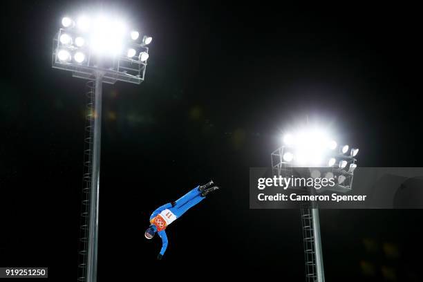 Mac Bohonnon of the United States competes during the Freestyle Skiing Men's Aerials Qualification on day eight of the PyeongChang 2018 Winter...