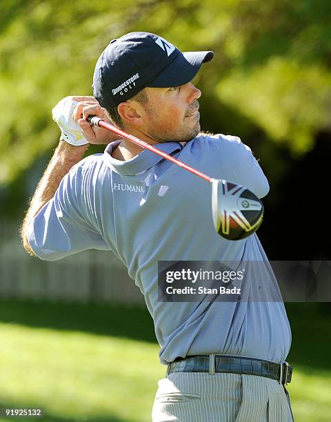 Matt Kuchar hits a tee shot during the first round of the Justin Timberlake Shriners Hospitals for Children Open held at TPC Summerlin on October 15,...