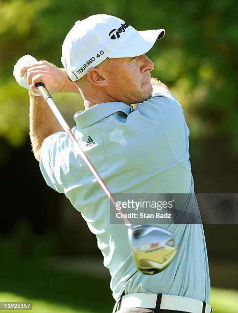 Nathan Green hits a tee shot during the first round of the Justin Timberlake Shriners Hospitals for Children Open held at TPC Summerlin on October...