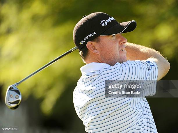 Robert Garrigus hits a tee shot during the first round of the Justin Timberlake Shriners Hospitals for Children Open held at TPC Summerlin on October...