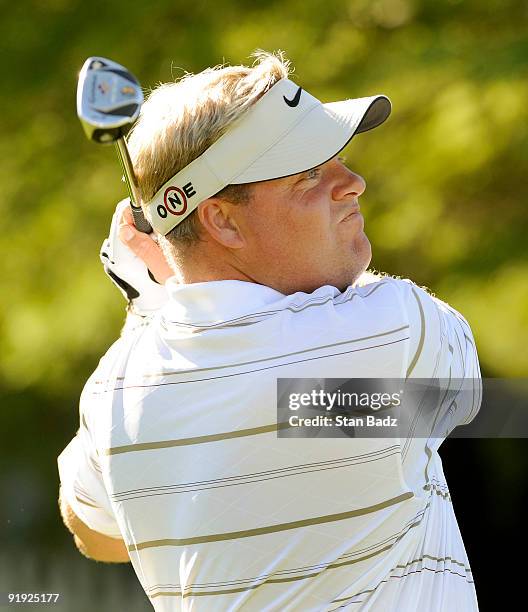 Carl Pettersson hits a tee shot during the first round of the Justin Timberlake Shriners Hospitals for Children Open held at TPC Summerlin on October...