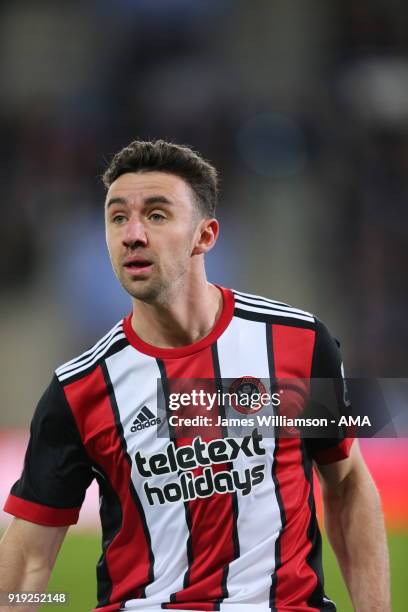 Enda Stevens during the Emirates FA Cup Fifth Round match between Leicester City and Sheffield United at The King Power Stadium on February 16, 2018...