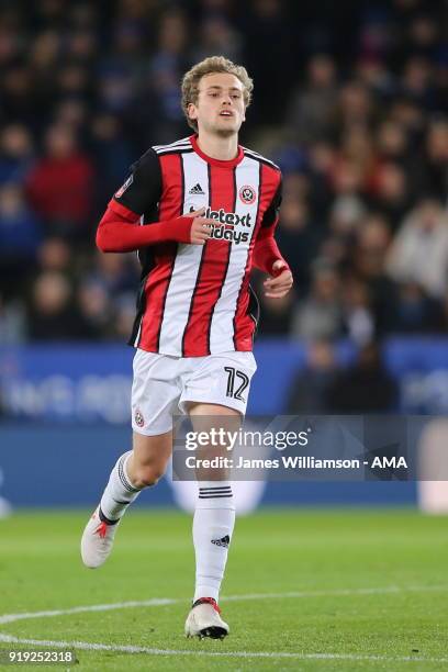 James Wilson of Sheffield United during the Emirates FA Cup Fifth Round match between Leicester City and Sheffield United at The King Power Stadium...