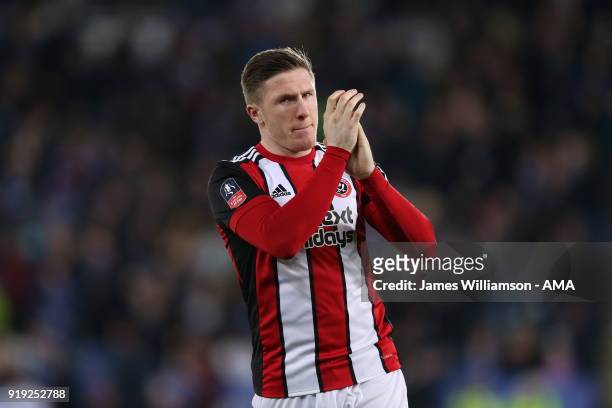 John Lundstram of Sheffield United during the Emirates FA Cup Fifth Round match between Leicester City and Sheffield United at The King Power Stadium...