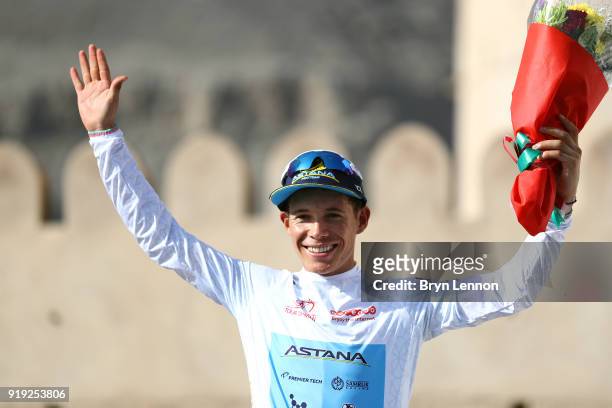 9th Tour of Oman 2018 / Stage 5 Podium / Miguel Angel Lopez of Colombia White Best Young Rider Jersey Celebration / Samail - Jabal Al Akhdhar-Green...