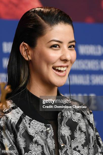 Mina Fujii attends the 'Human, Space, Time and Human' press conference during the 68th Berlinale International Film Festival Berlin at Grand Hyatt...