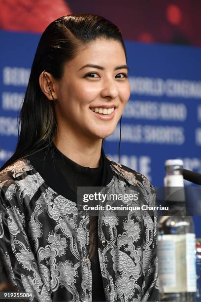 Mina Fujii attends the 'Human, Space, Time and Human' press conference during the 68th Berlinale International Film Festival Berlin at Grand Hyatt...