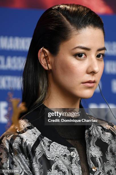 Mina Fujii attends the 'Human, Space, Time and Human' press conference during the 68th Berlinale International Film Festival Berlin at Grand Hyatt...