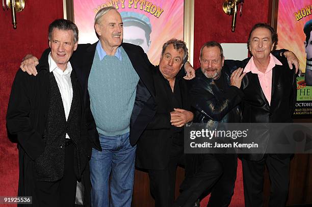 Actors Michael Palin, John Cleese, Terry Jones, Terry Gilliam and Eric Idle attend the IFC & BAFTA Monty Python 40th Anniversary event at the...