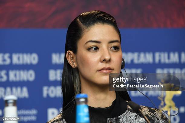 Mina Fujii attends the 'Human, Space, Time and Human' press conference during the 68th Berlinale International Film Festival Berlin at Grand Hyatt...