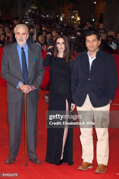 Actors Christopher Lee and Paz Vega and director Danis Tanovic attend the 'Triage' premiere during Day 1 of the 4th Rome International Film Festival...