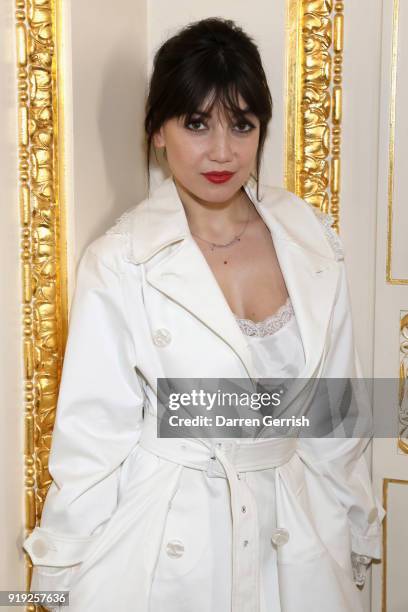 Daisy Lowe attends the Simone Rocha show during London Fashion Week February 2018 at Goldsmith's Hall on February 17, 2018 in London, England.