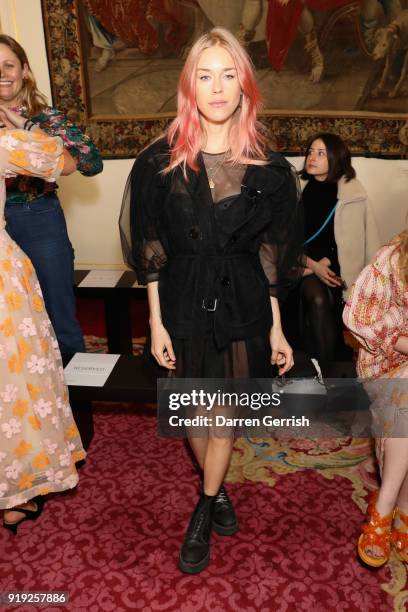 Lady Mary Charteris attends the Simone Rocha show during London Fashion Week February 2018 at Goldsmith's Hall on February 17, 2018 in London,...