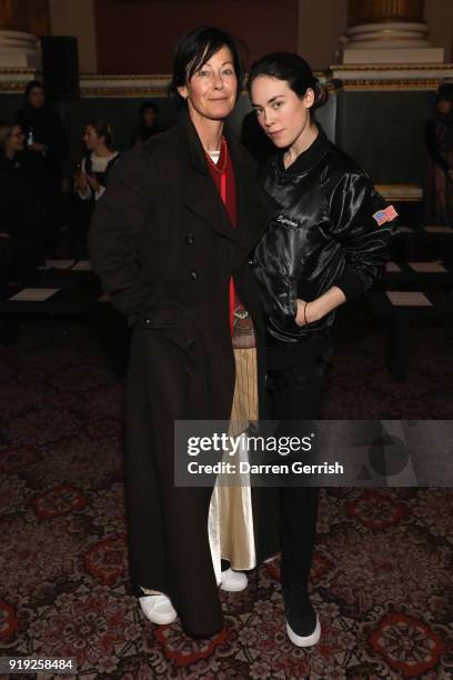 Tallulah Harlech and Amanda Harlech attend the Simone Rocha show during London Fashion Week February 2018 at Goldsmith's Hall on February 17, 2018 in...