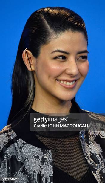 Japanese actress Mina Fujii poses during a photocall to present the film "Human, Space, Time and Human" presented in the Panorama Special section...
