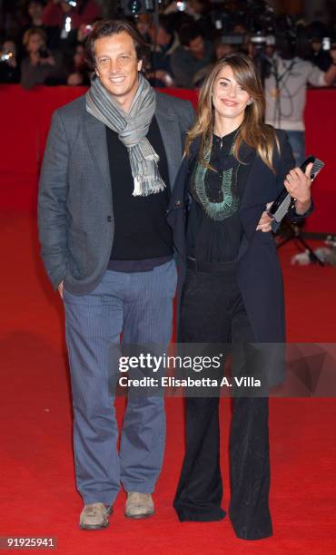 Director Gabriele Muccino and actress Angelica Russo attend the 'Triage' premiere during Day 1 of the 4th Rome International Film Festival held at...