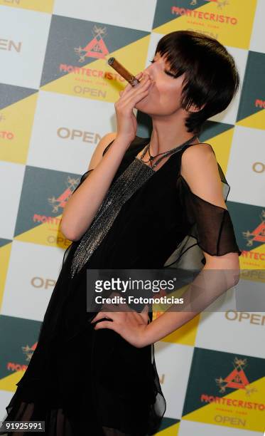 Model Irina Lazareanu attends the "Montecristo Open" cigars launch party, held at the Circulo de Bellas Artes on October 15, 2009 in Madrid, Spain.