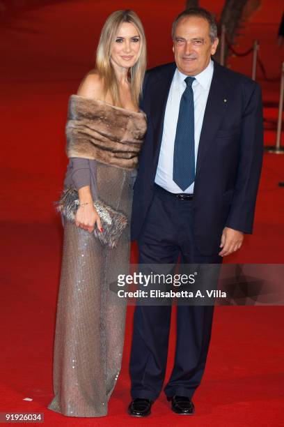 President of BNL Bank Luigi Abete and Desire Petrini attend the 'Triage' premiere during Day 1 of the 4th Rome International Film Festival held at...