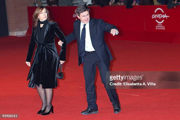 Mayor of Rome Gianni Alemanno and his wife Isabella Rauti attend the 'Triage' premiere during Day 1 of the 4th Rome International Film Festival held...