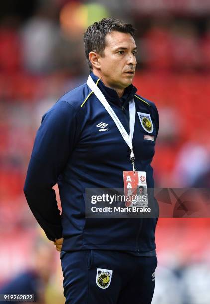 Paul Okon coach of the Mariners looks on during the round 20 A-League match between Adelaide United and the Central Coast Mariners at Coopers Stadium...