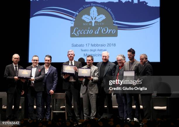 General view of the awarding ceremony during Benvenuto Brunello 2018 at Teatro degli Astrusi on February 17, 2018 in Montalcino, Italy.