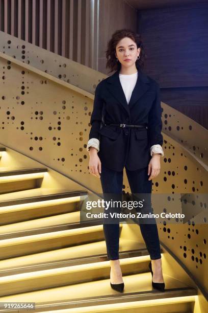 Actress Matilda De Angelis poses during a photo session at the 68th Berlinale International Film Festival Berlin at Soho House on February 16, 2018...