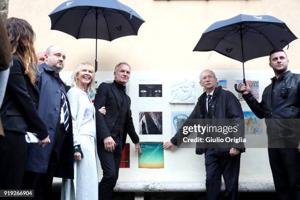 Trudie Styler, Sting and Patrizio Cencioni attend Benvenuto Brunello 2018 at Teatro degli Astrusi on February 17, 2018 in Montalcino, Italy.