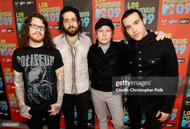 Musicians Andy Hurley, Joe Trohman, Patrick Stump and Pete Wentz of the band Fall Out Boy arrive at the "Los Premios MTV 2009" Latin America Awards...