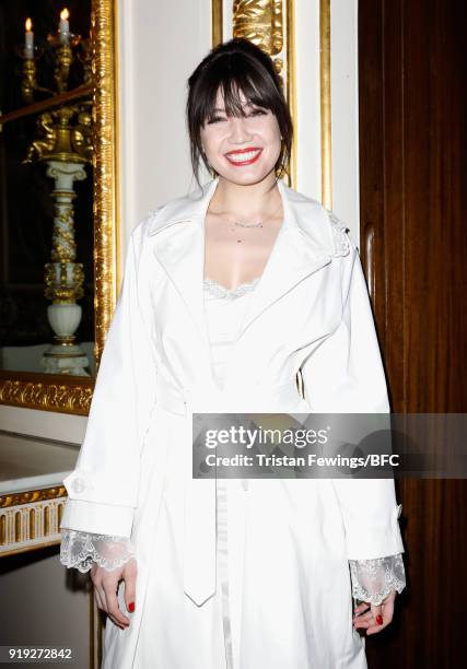 Daisy Lowe attends the Simone Rocha show during London Fashion Week February 2018 at Goldsmith's Hall on February 17, 2018 in London, England.