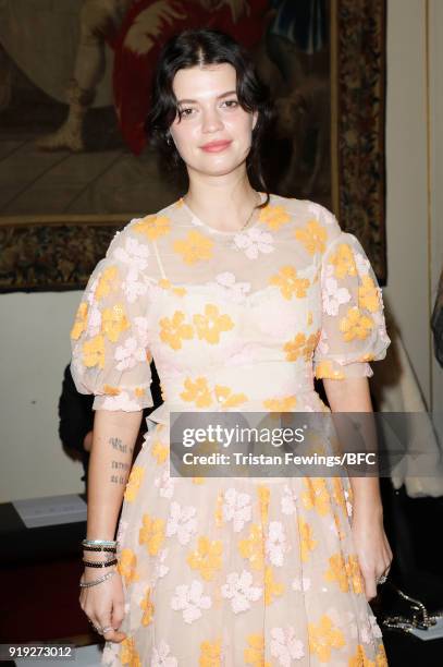 Pixie Geldof attends the Simone Rocha show during London Fashion Week February 2018 at Goldsmith's Hall on February 17, 2018 in London, England.