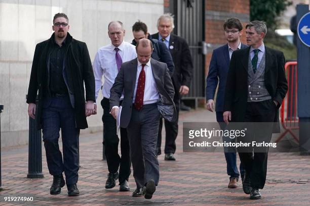Leader Henry Bolton arrives for the UKIP Extra-Ordinary Leadership Metting at the International Convention Centre on February 17, 2018 in Birmingham,...