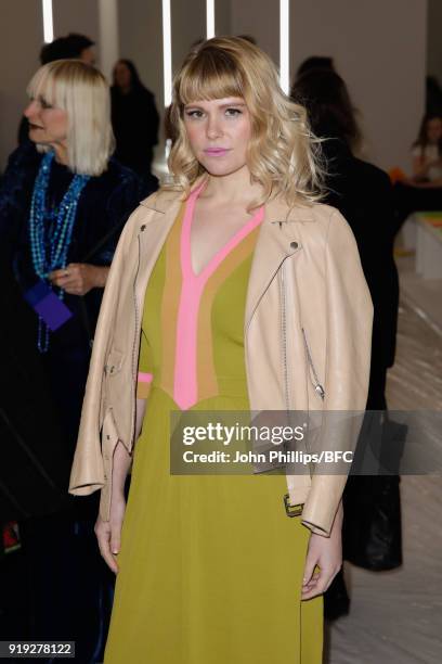 Hannah Arterton attends the Jasper Conran show during London Fashion Week February 2018 at Claridges Hotel on February 17, 2018 in London, England.