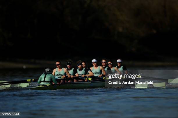 Cambridge University Women's Boat Club in action during the Boat Race Trial race between Cambridge University Women's Boat Club and University of...