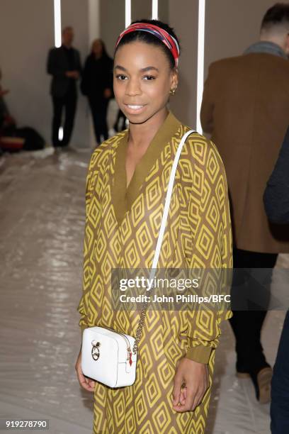 Pippa Bennett-Warner attends the Jasper Conran show during London Fashion Week February 2018 at Claridges Hotel on February 17, 2018 in London,...